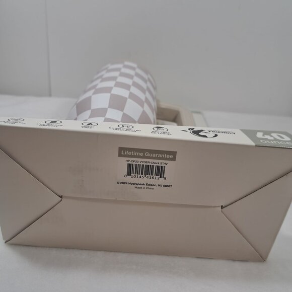 Hydrapeak Voyager 40oz Steel Tumbler Limited Edition Cream Checkered With Handle - Picture 8 of 8
